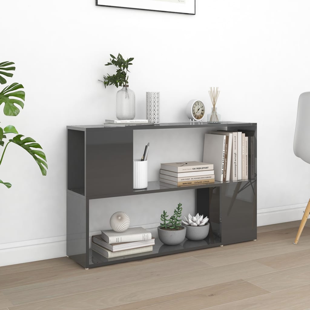Berkfield Book Cabinet High Gloss Grey 100x24x63 cm Engineered Wood