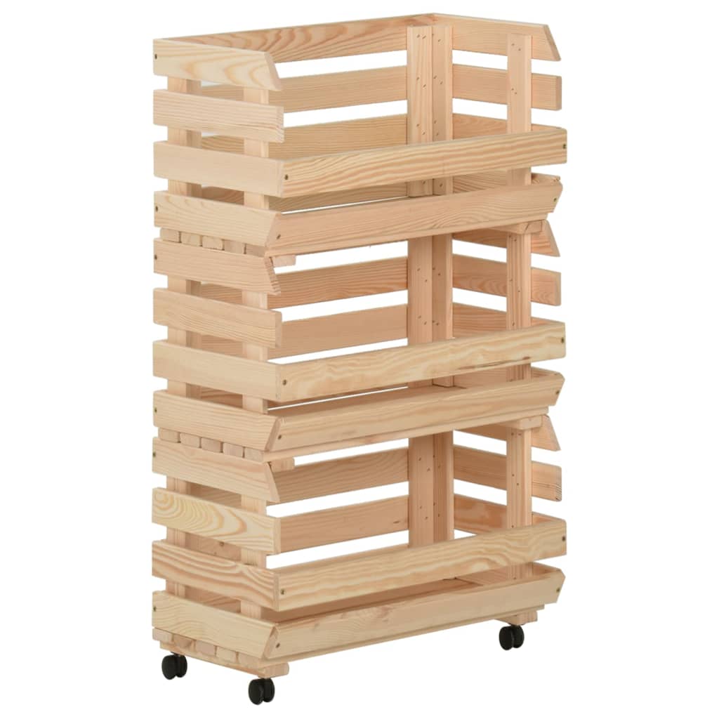 Berkfield Vegetable Trolley 37x30x80 cm Solid Pinewood