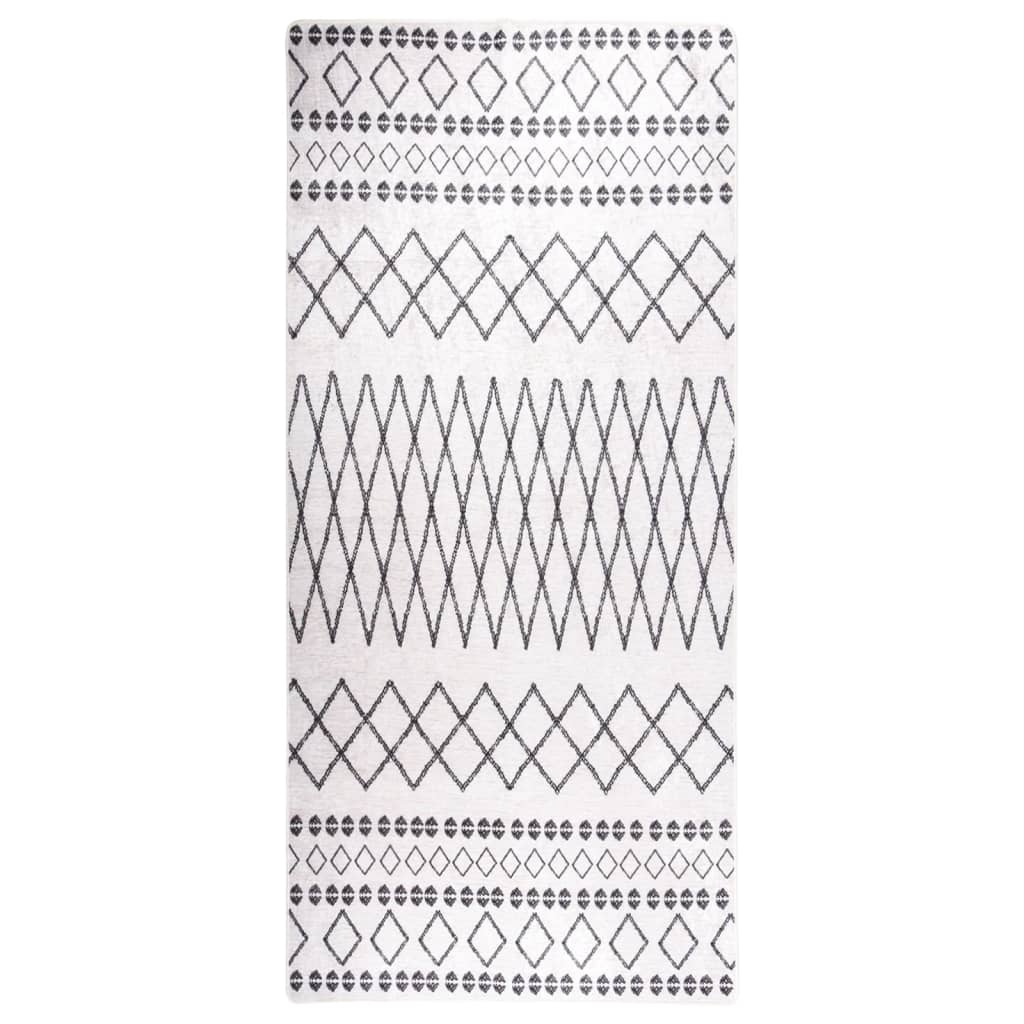 Berkfield Rug Washable 80x300 cm Black and White Anti Slip