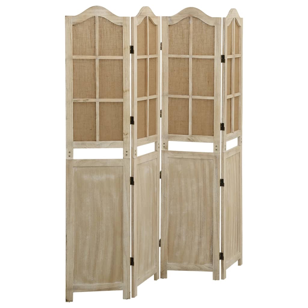 Berkfield 4-Panel Room Divider Brown 140x165 cm Fabric