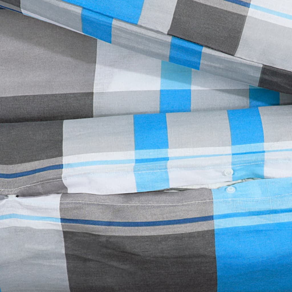 Berkfield Duvet Cover Set Blue and Grey 200x200 cm Cotton
