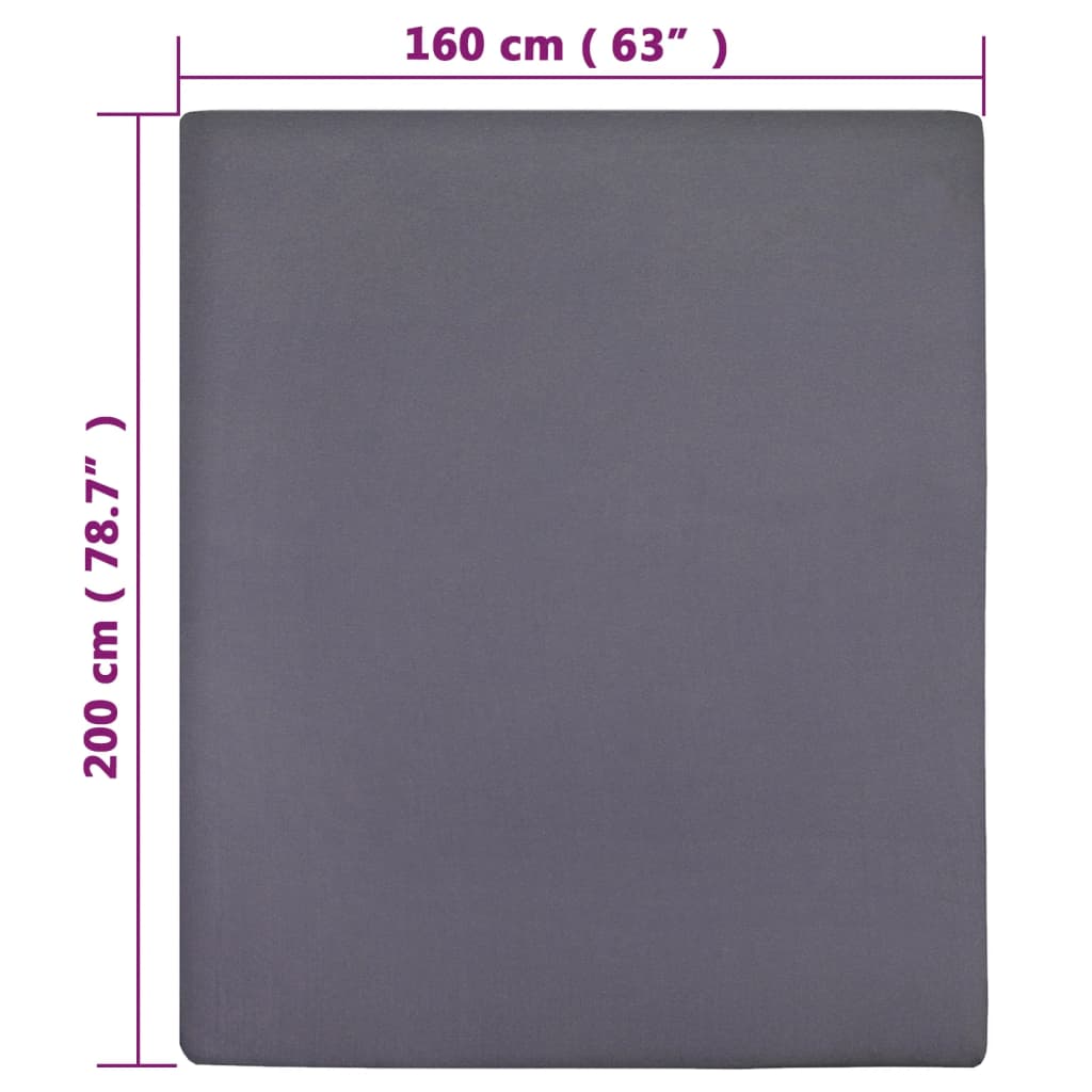 Berkfield Jersey Fitted Sheet Anthracite 160x200 cm Cotton