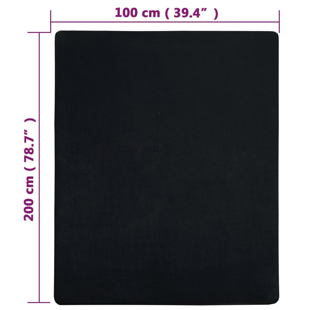 Berkfield Jersey Fitted Sheet Black 100x200 cm Cotton