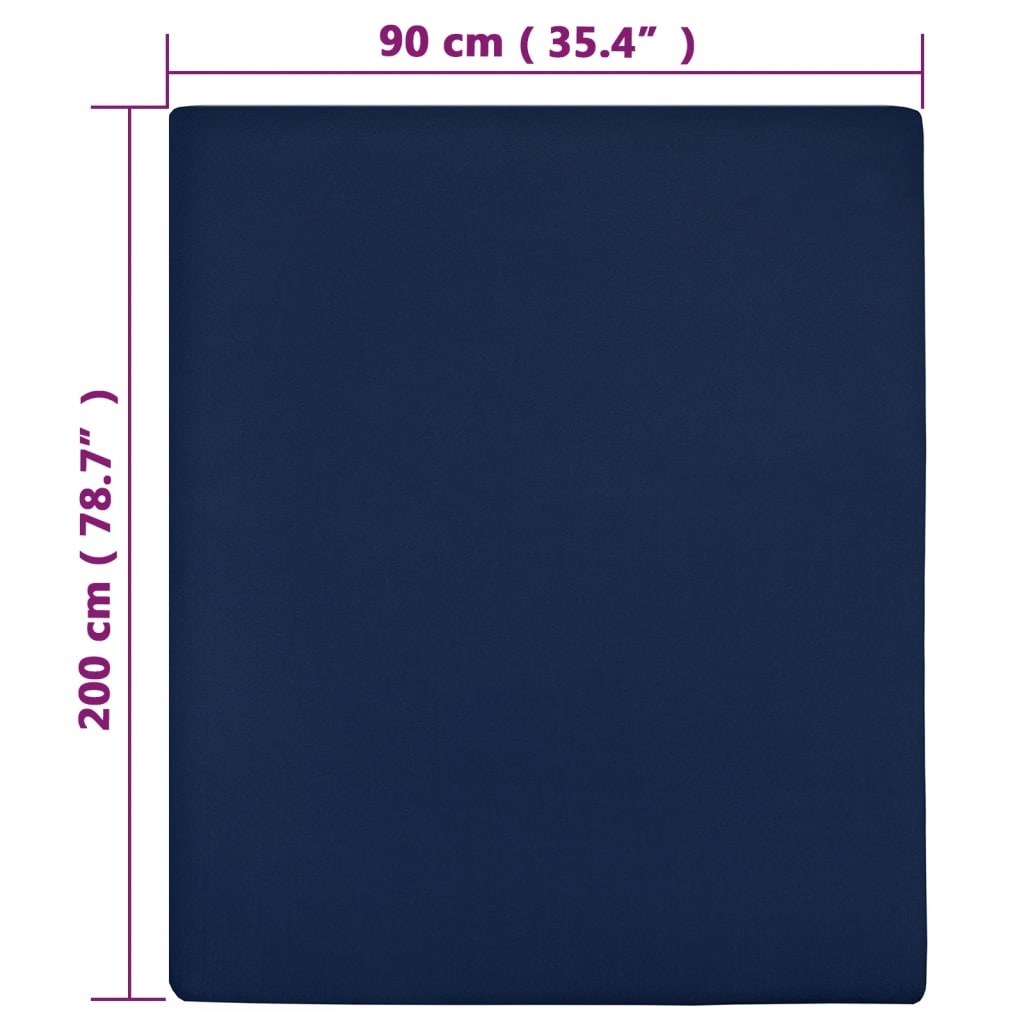 Berkfield Jersey Fitted Sheets 2 pcs Navy Blue 90x200 cm Cotton