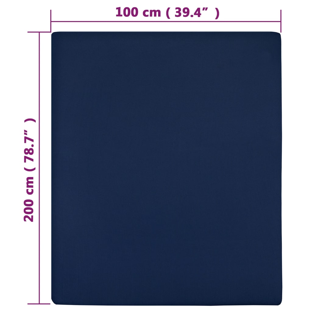 Berkfield Jersey Fitted Sheets 2 pcs Navy Blue 100x200 cm Cotton