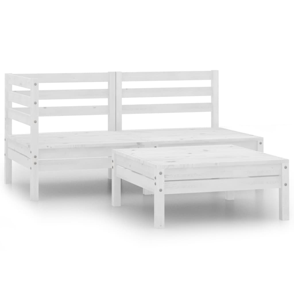 Berkfield 3 Piece Garden Lounge Set Solid Pinewood White