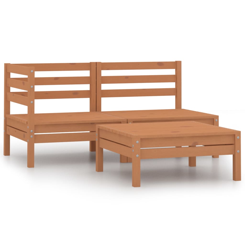 Berkfield 3 Piece Garden Lounge Set Solid Pinewood Honey Brown