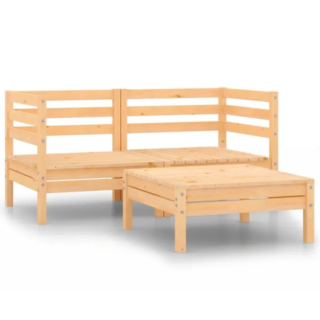 Berkfield 3 Piece Garden Lounge Set Solid Pinewood