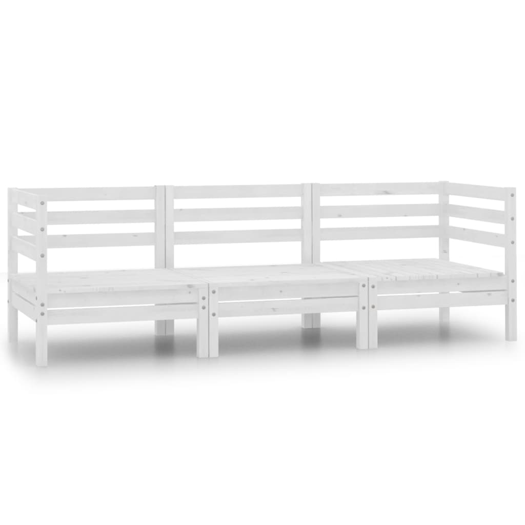 Berkfield 3 Piece Garden Lounge Set Solid Pinewood White