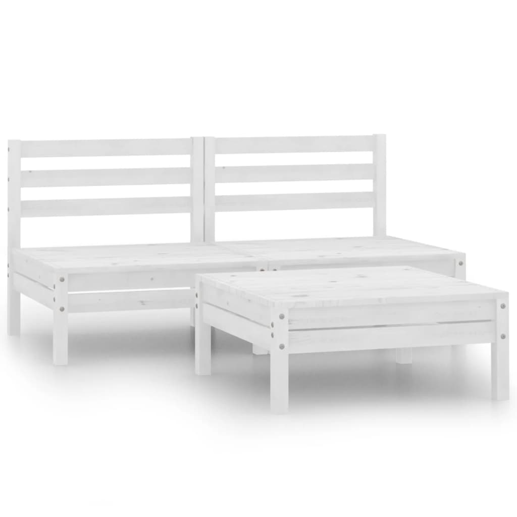 Berkfield 3 Piece Garden Lounge Set Solid Pinewood White