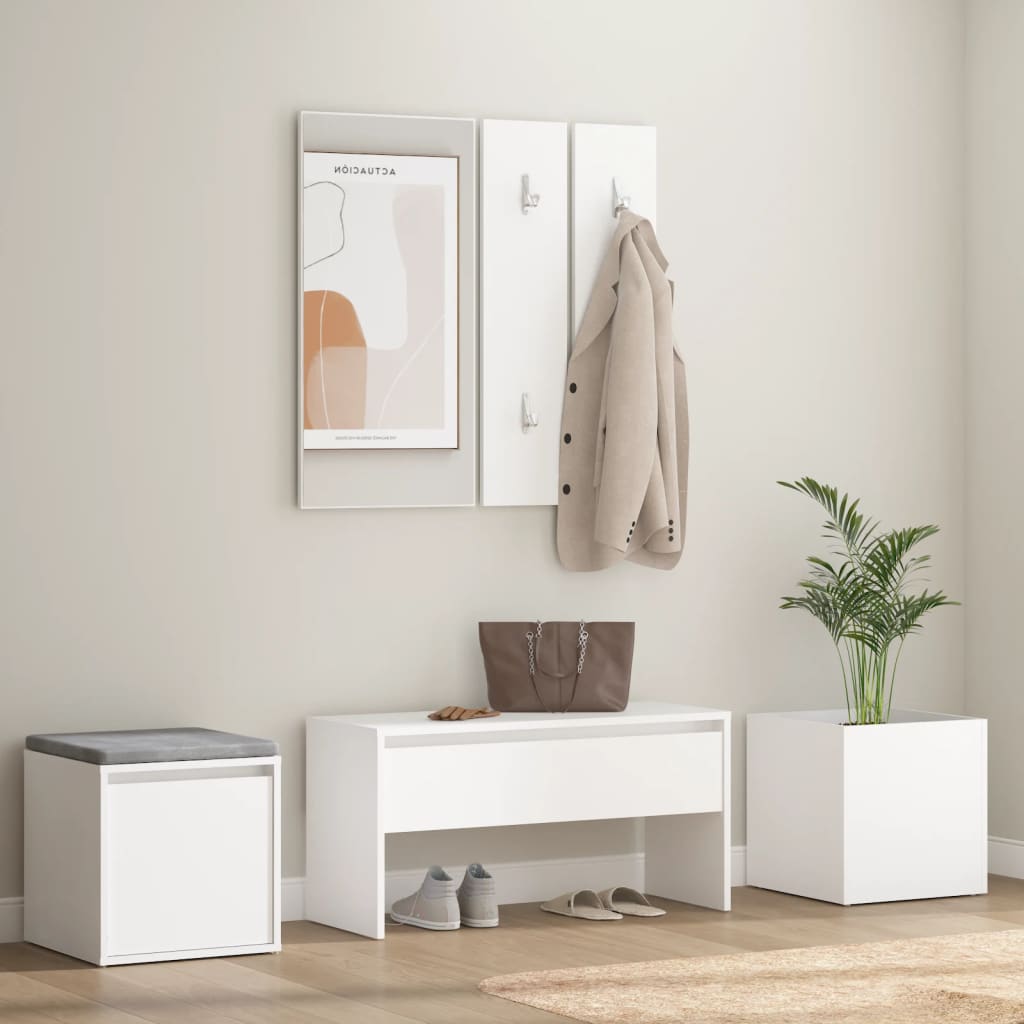 Berkfield Hallway Furniture Set White Engineered Wood