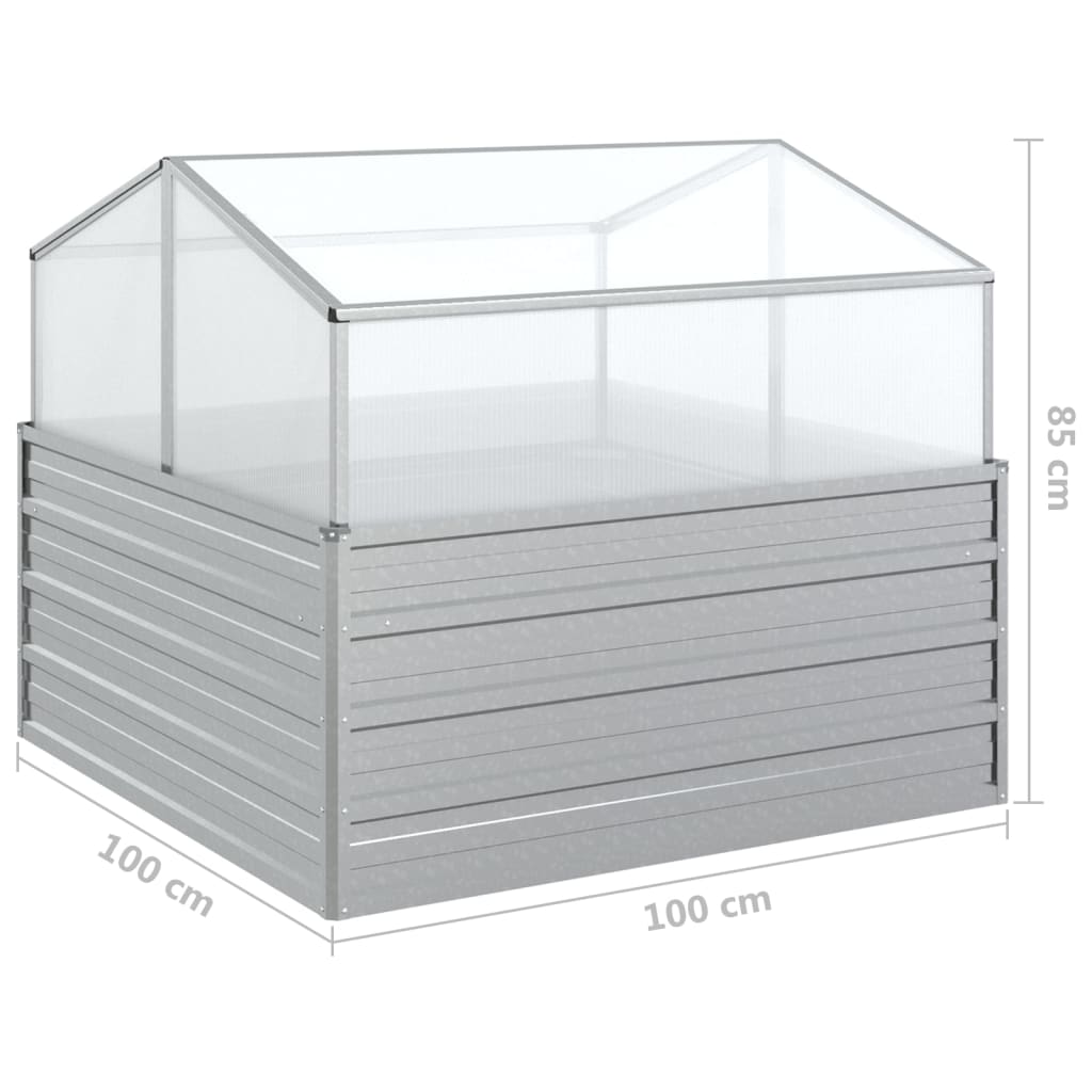 Berkfield Garden Raised Bed with Greenhouse 100x100x85 cm Silver