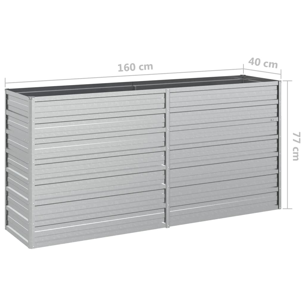 Berkfield Garden Raised Bed 160x40x77 cm Galvanized Steel Silver
