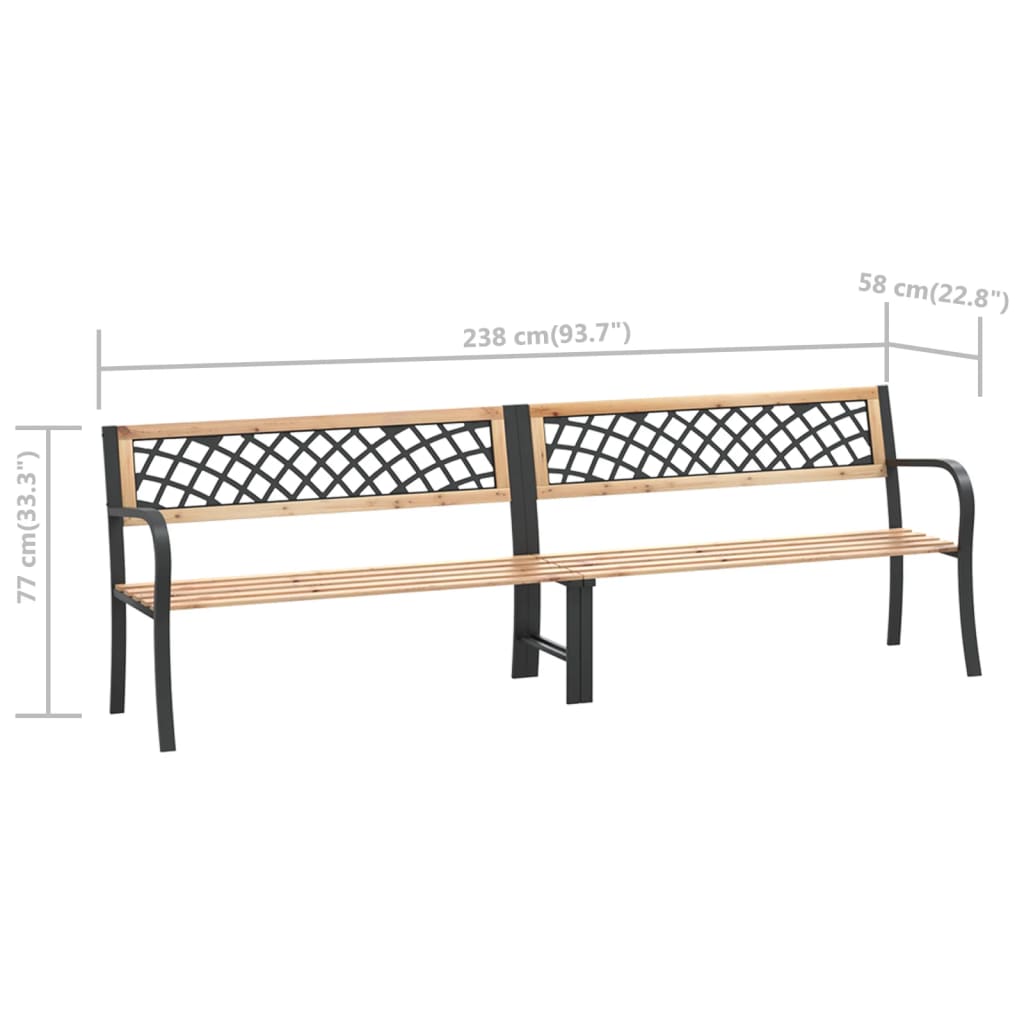 Berkfield Twin Garden Bench 238 cm Chinese Fir Wood