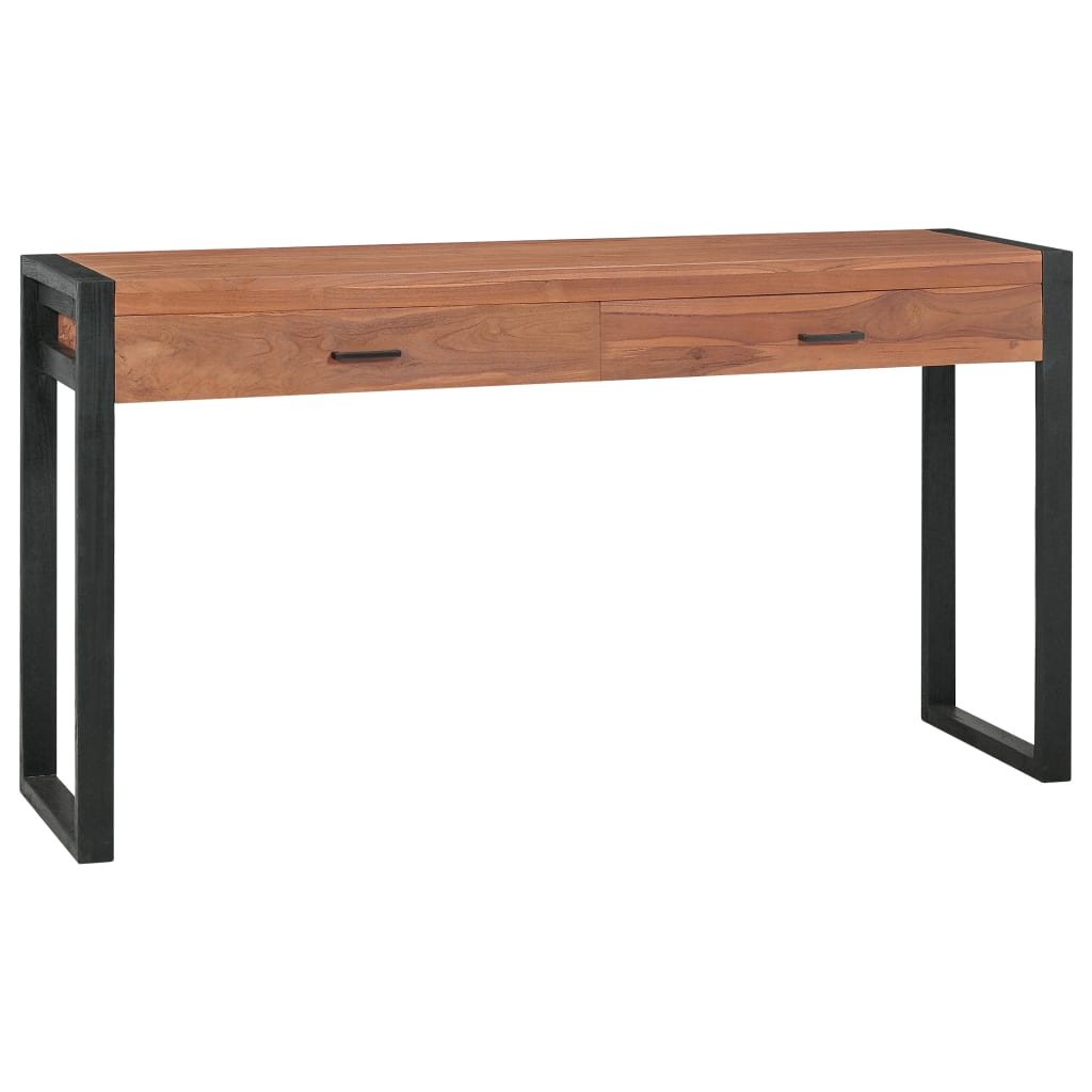 Berkfield Desk with 2 Drawers 120x40x75 cm Solid Wood Teak