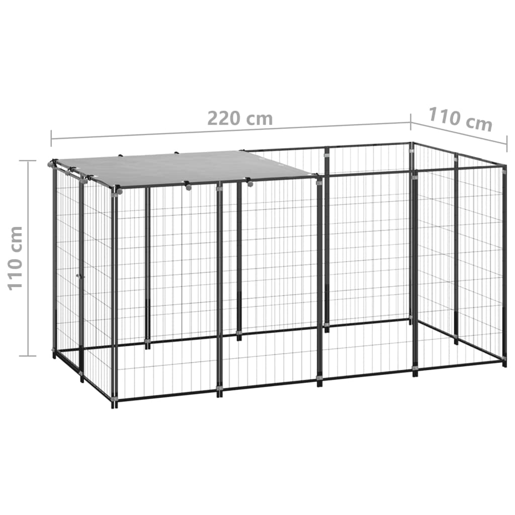 Berkfield Dog Kennel Black 2.42 m�__ Steel