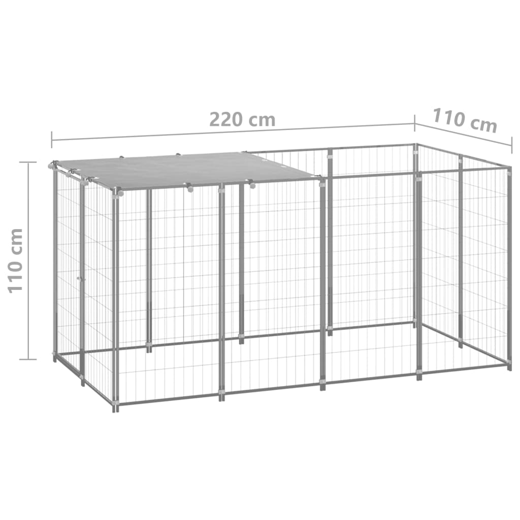 Berkfield Dog Kennel Silver 2.42 m�__ Steel