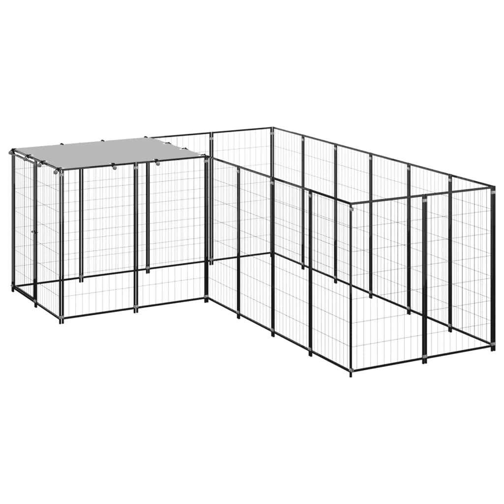 Berkfield Dog Kennel Black 4.84 m�__ Steel