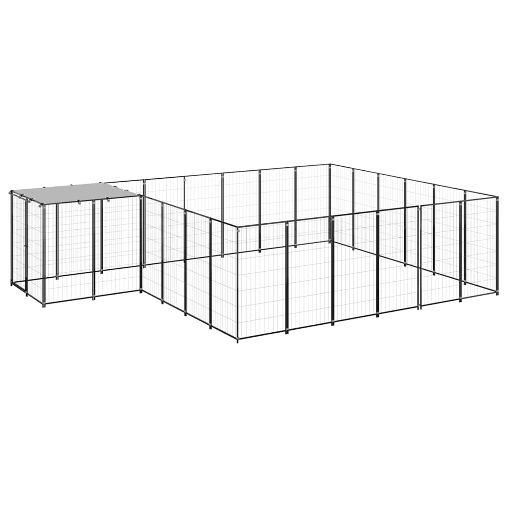 Berkfield Dog Kennel Black 12.1 m�__ Steel