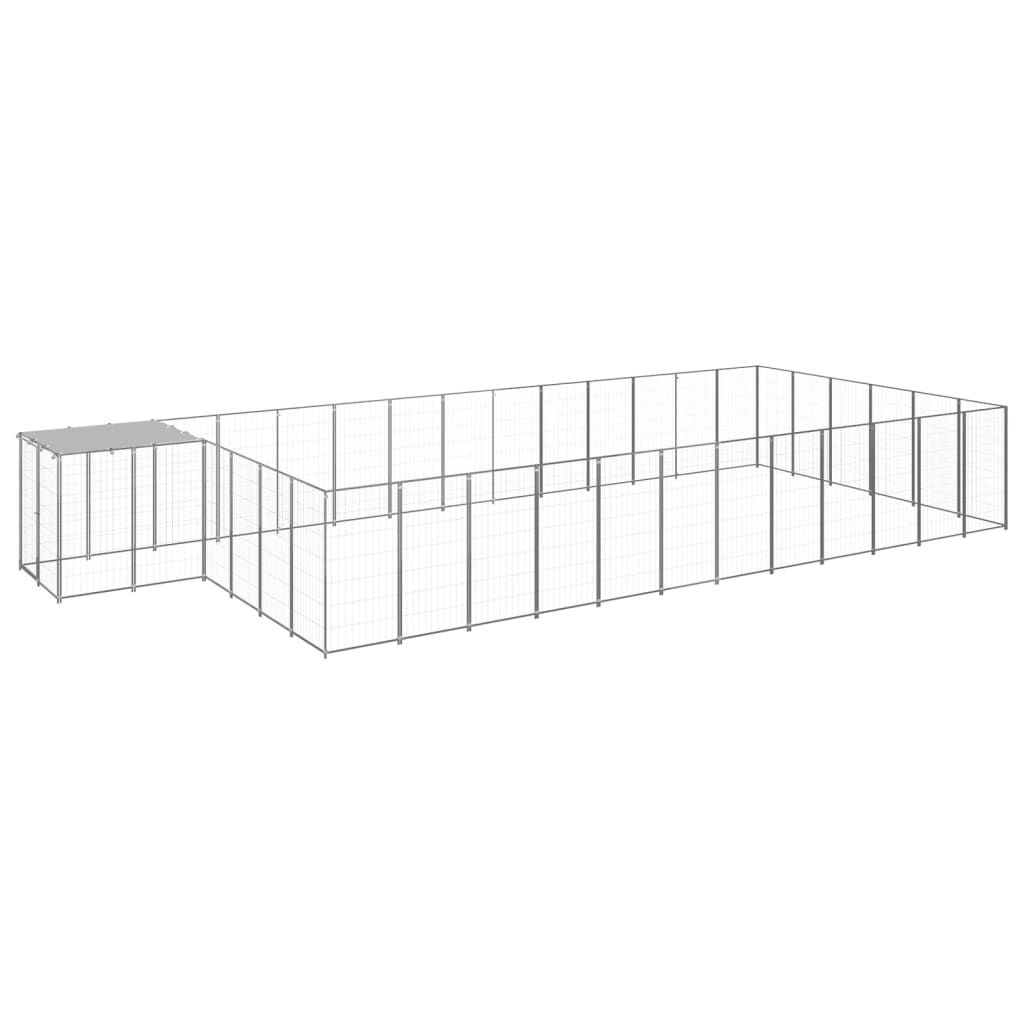 Berkfield Dog Kennel Silver 22.99 m�__ Steel