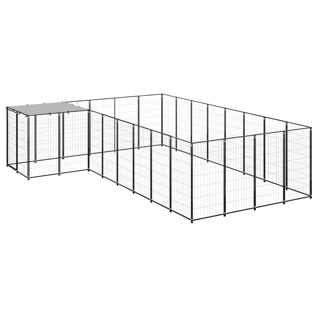 Berkfield Dog Kennel Black 10.89 m�__ Steel