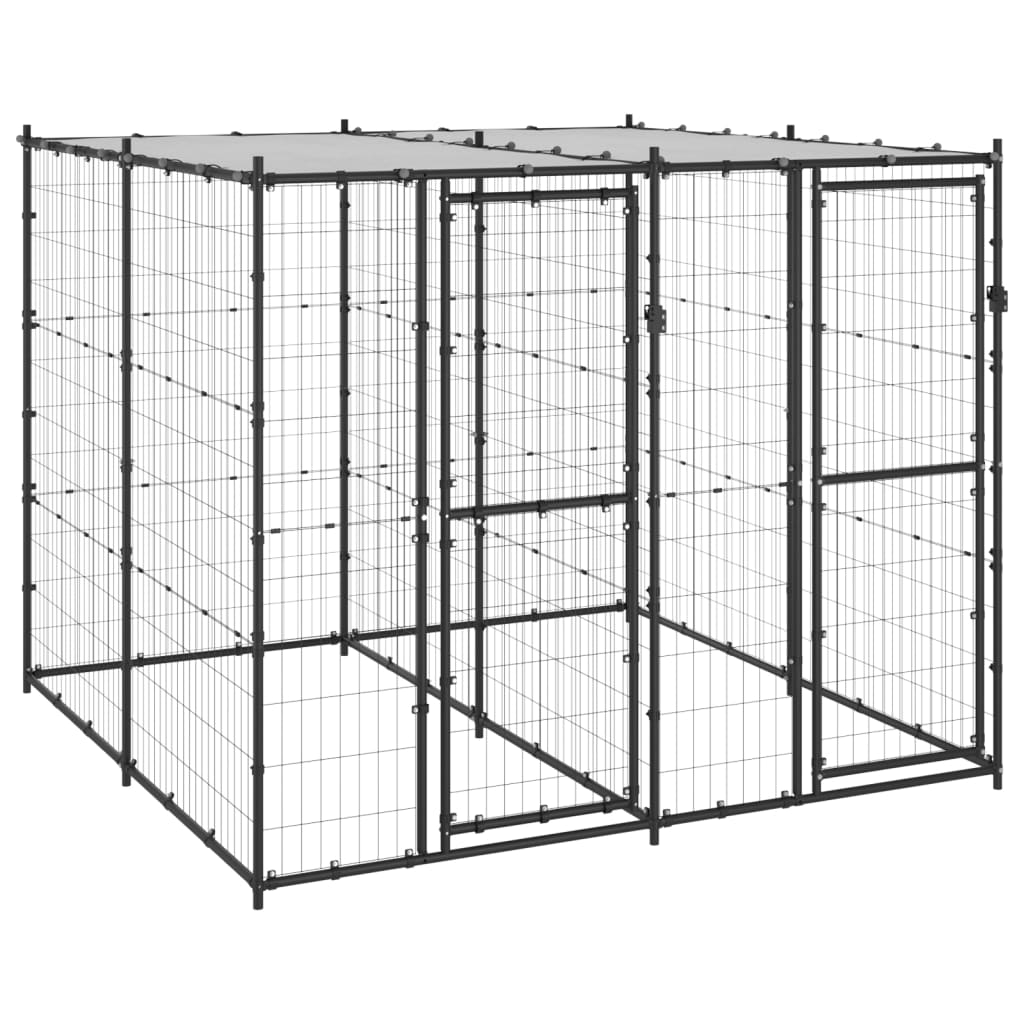 Berkfield Outdoor Dog Kennel Steel with Roof 4.84 m�__