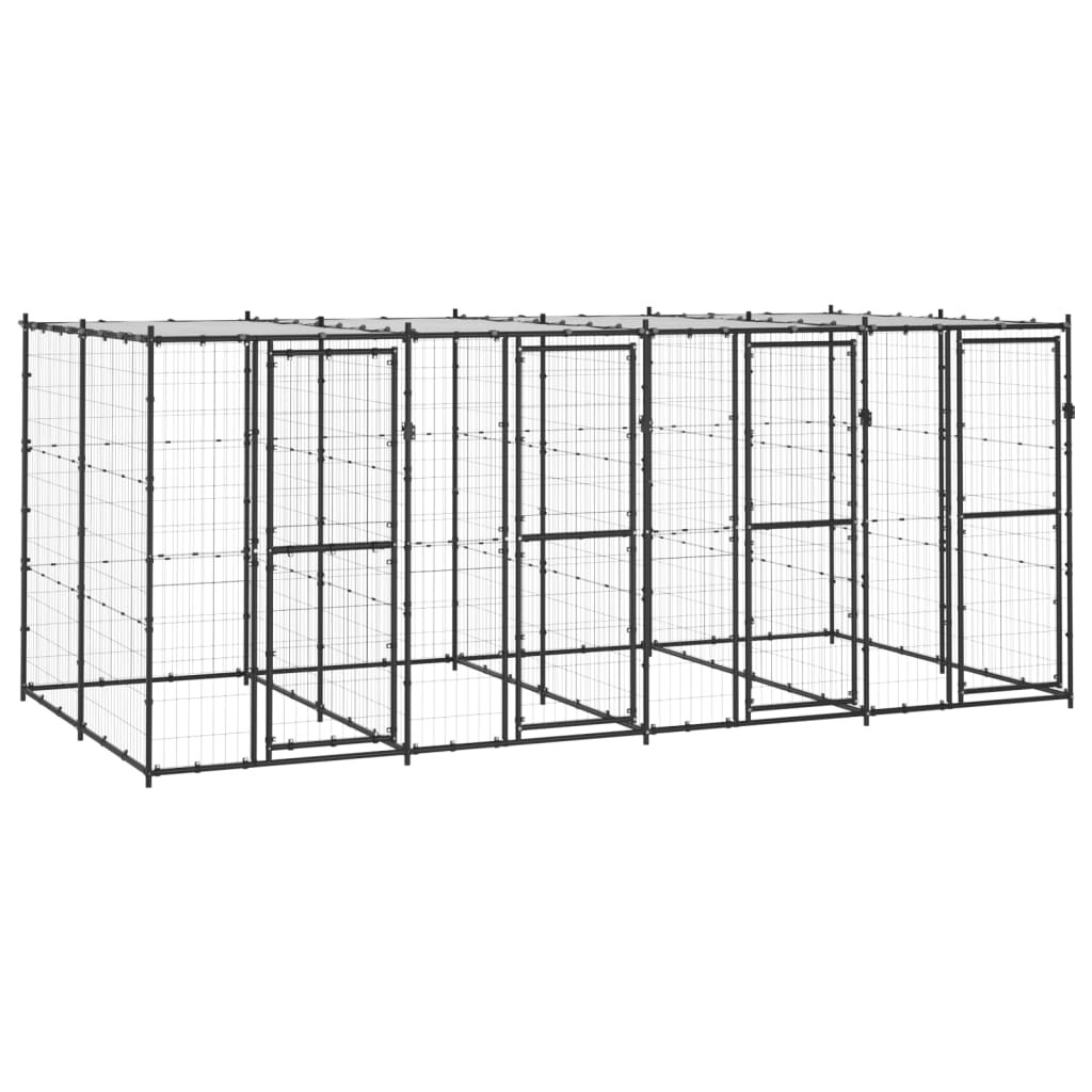 Berkfield Outdoor Dog Kennel Steel with Roof 9.68 må_