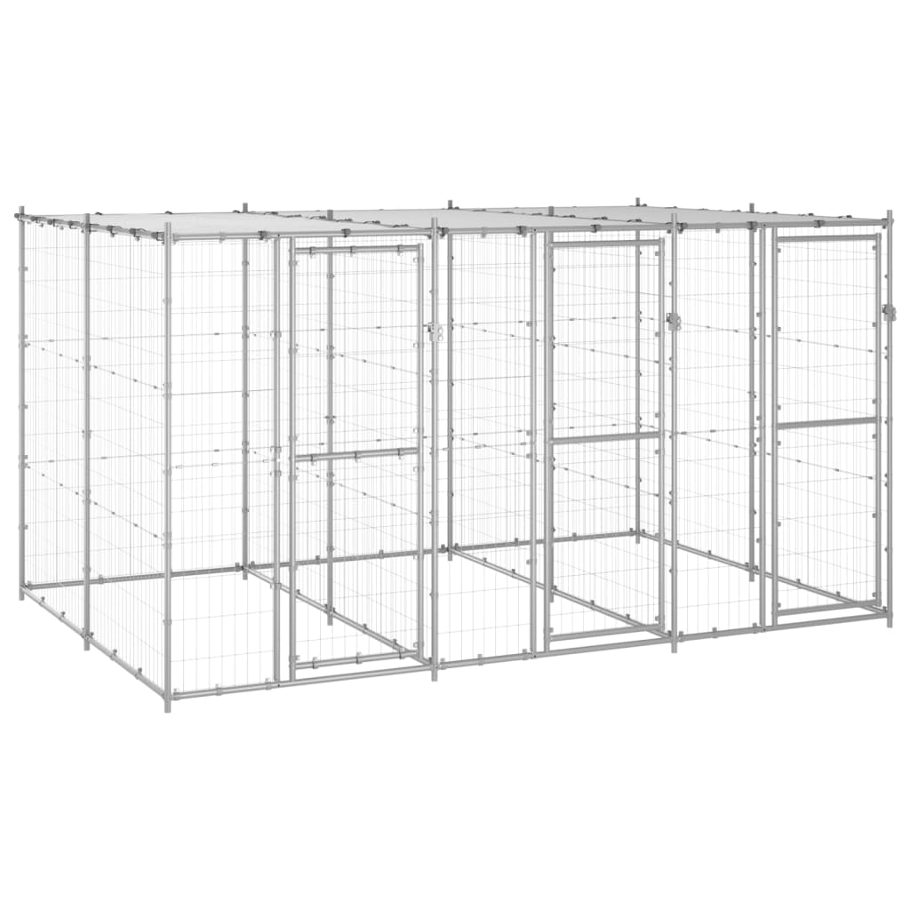 Berkfield Outdoor Dog Kennel Galvanised Steel with Roof 7.26 m�__