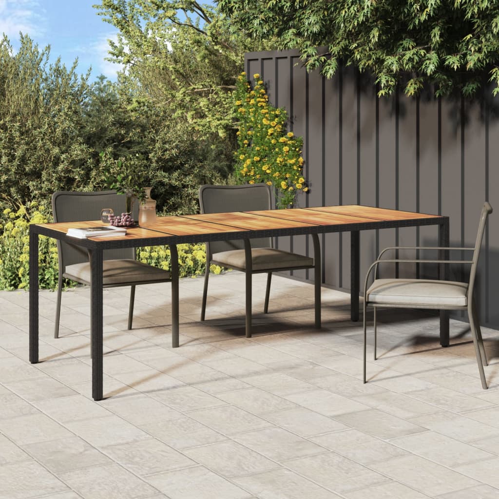 Berkfield Garden Table Black 250x100x75 cm Poly Rattan