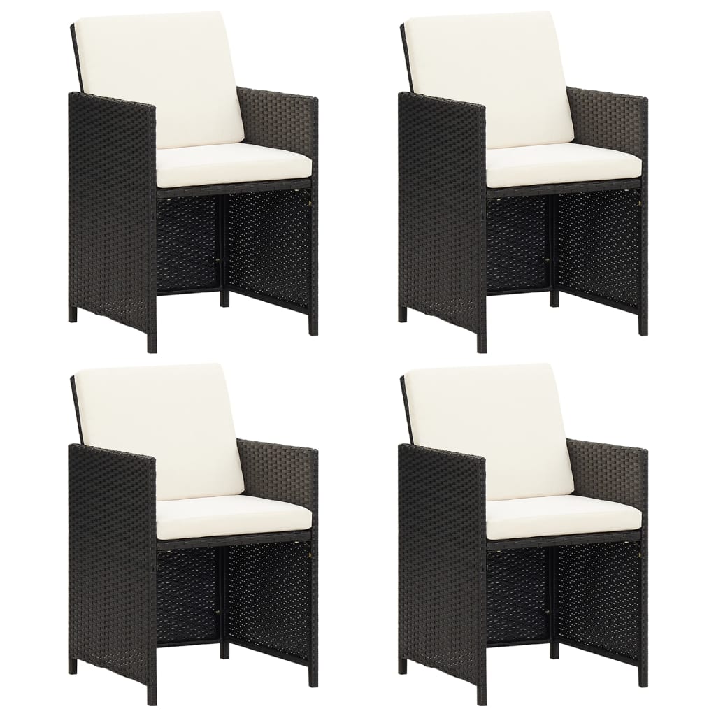 Berkfield Garden Dining Chairs with Cushions 4 pcs Black Poly Rattan