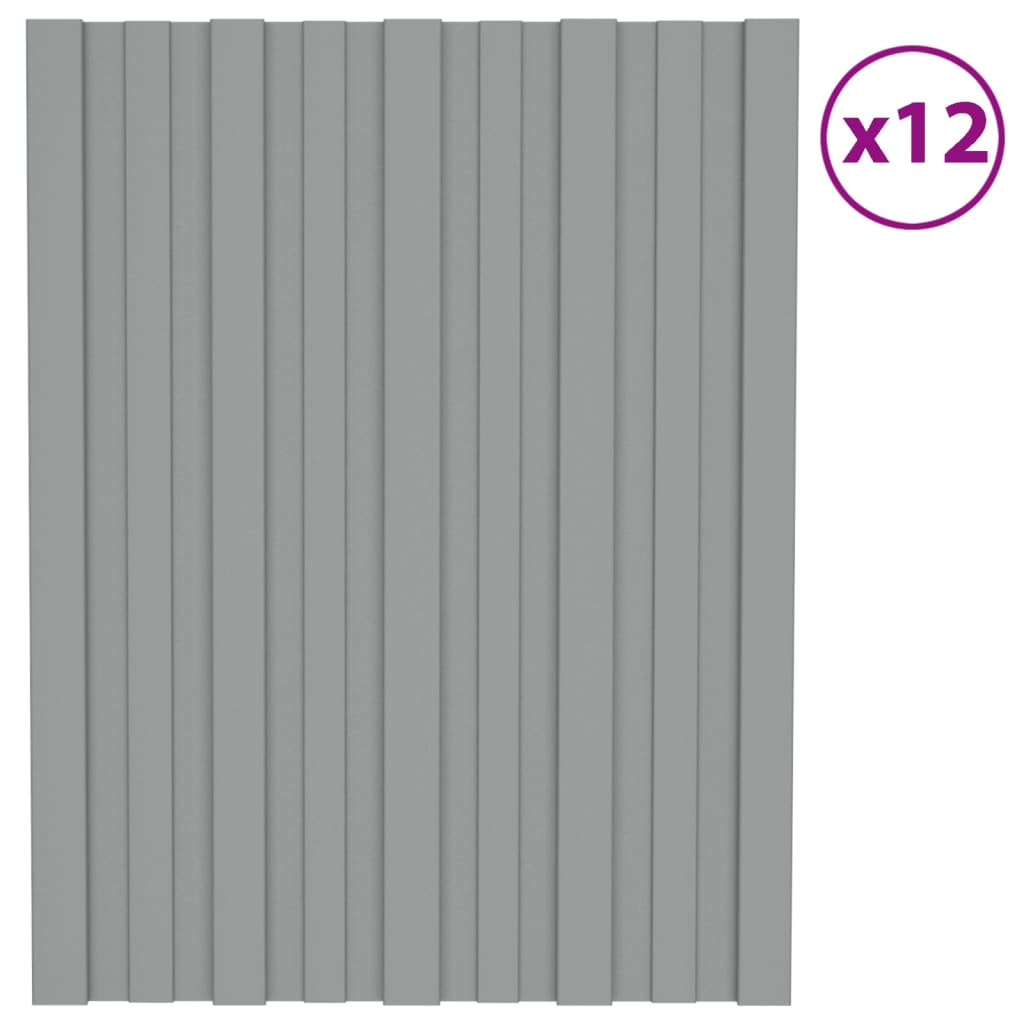 Berkfield Roof Panels 12 pcs Galvanised Steel Grey 60x45 cm