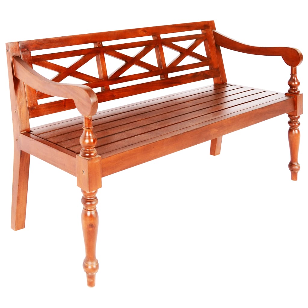 Berkfield Batavia Bench 123 cm Solid Mahogany Wood Dark Brown