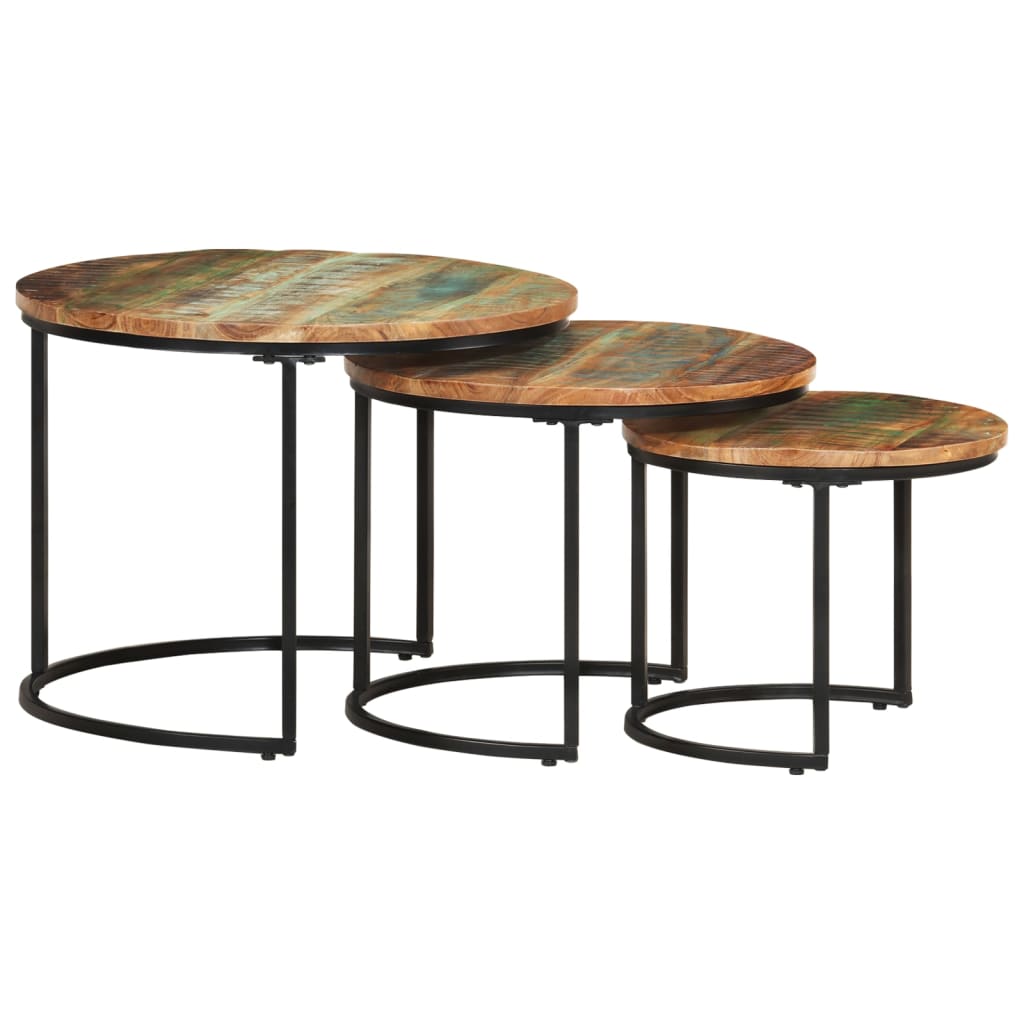Berkfield Nesting Tables 3 pcs Solid Reclaimed Wood