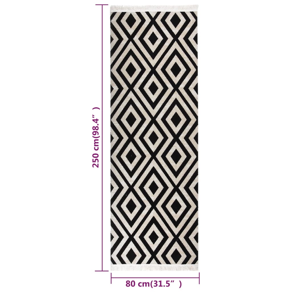 Berkfield Outdoor Rug Flatweave 80x250 cm Black and Beige
