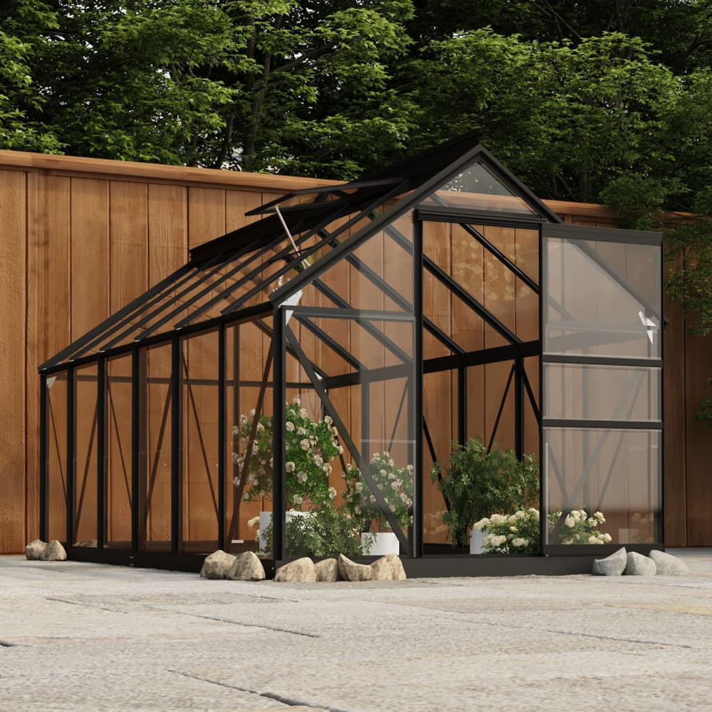 Berkfield Glass Greenhouse Anthracite 155x298x191 cm Aluminium
