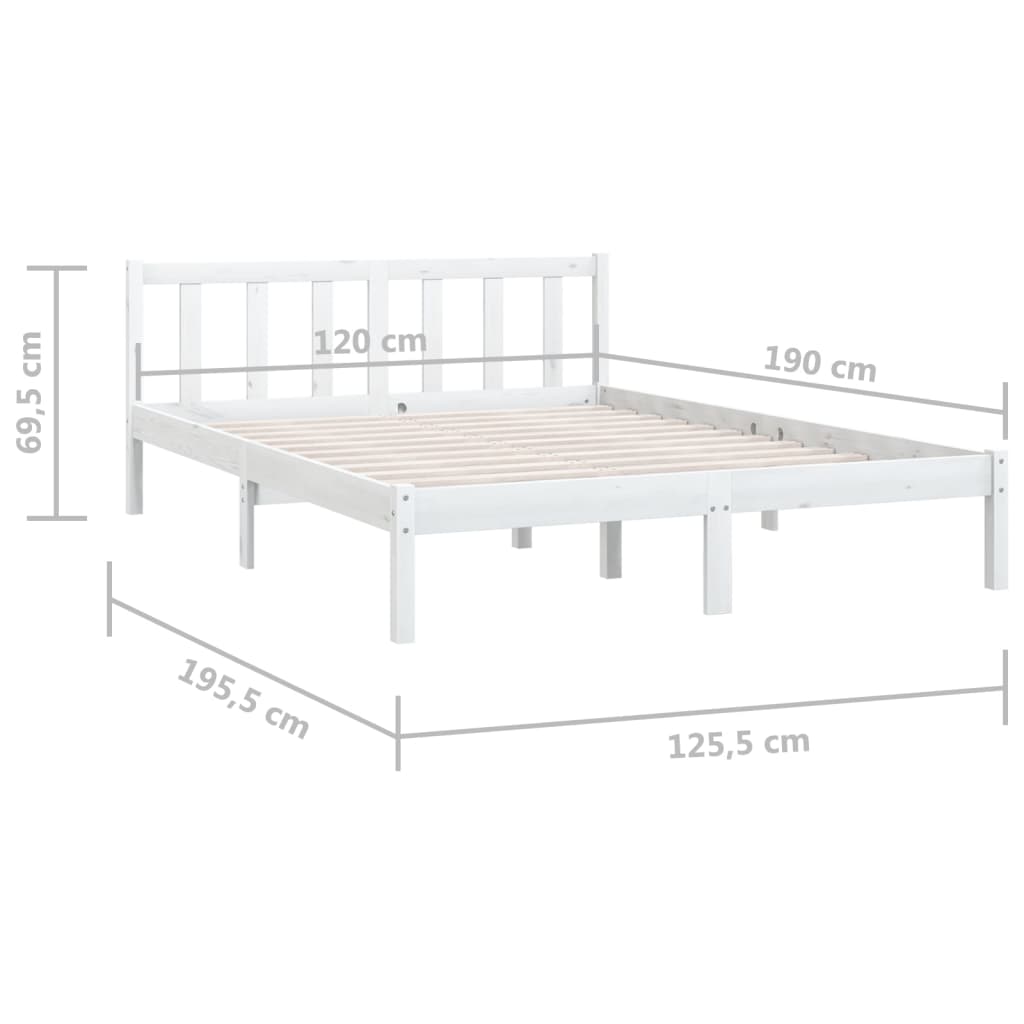 Berkfield Bed Frame White Solid Wood Pine 120x190 cm Small Double