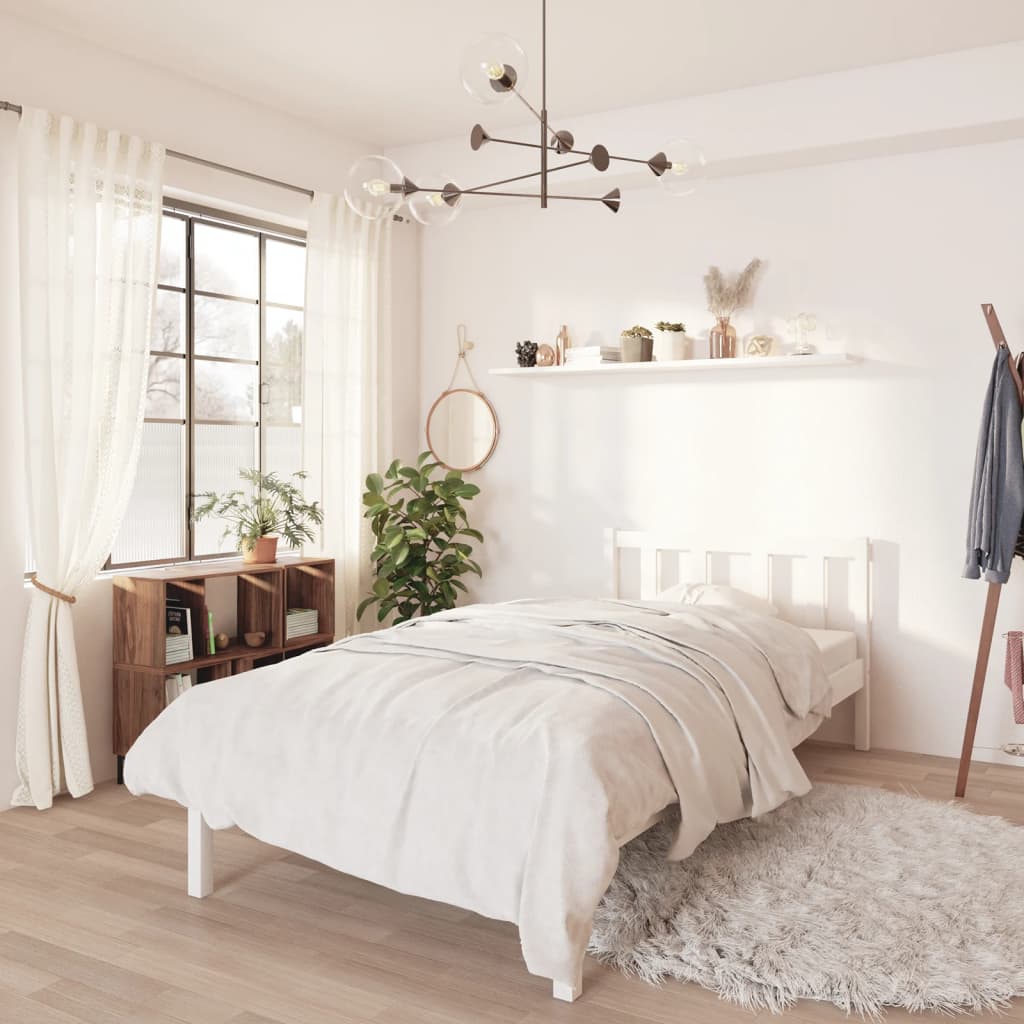 Berkfield Bed Frame White Solid Pinewood 90x200 cm