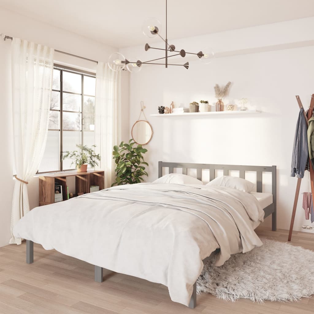 Berkfield Bed Frame Grey Solid Pinewood 160x200 cm