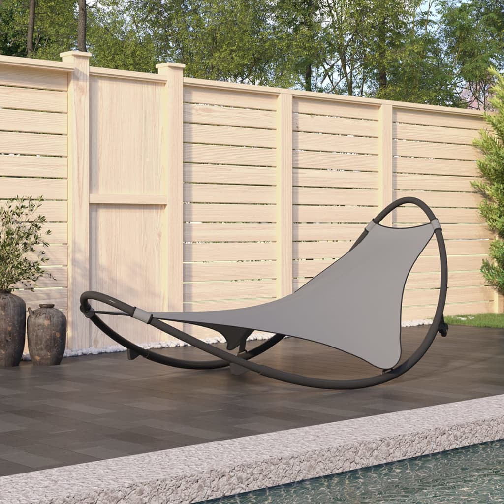 Berkfield Rocking Sun Lounger with Wheels Steel & Textilene Fabric Grey