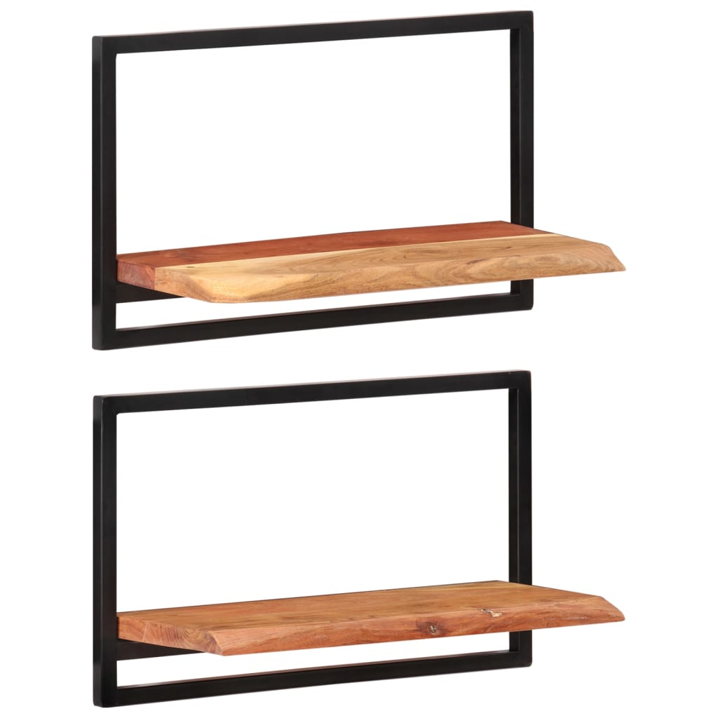 Berkfield Wall Shelves 2 pcs 60x25x35 cm Solid Wood Acacia and Steel