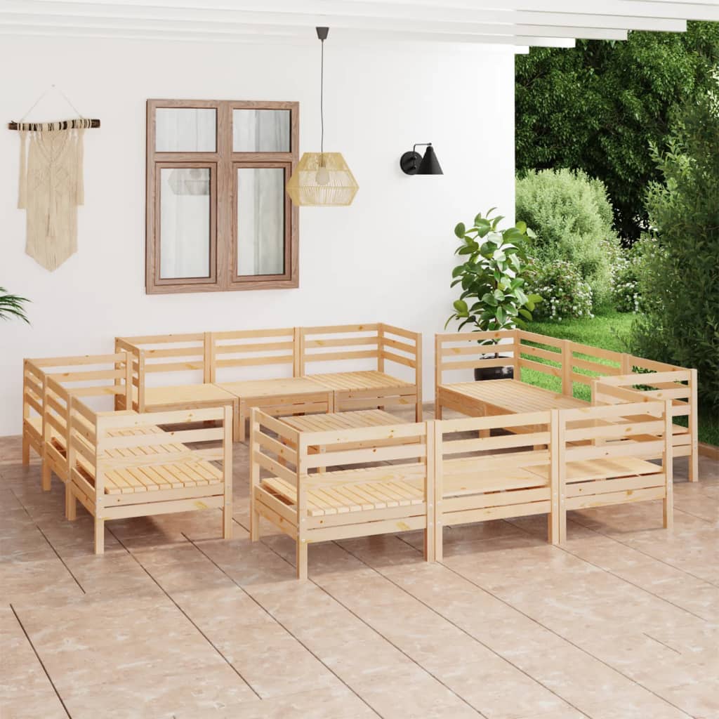 Berkfield 13 Piece Garden Lounge Set Solid Pinewood