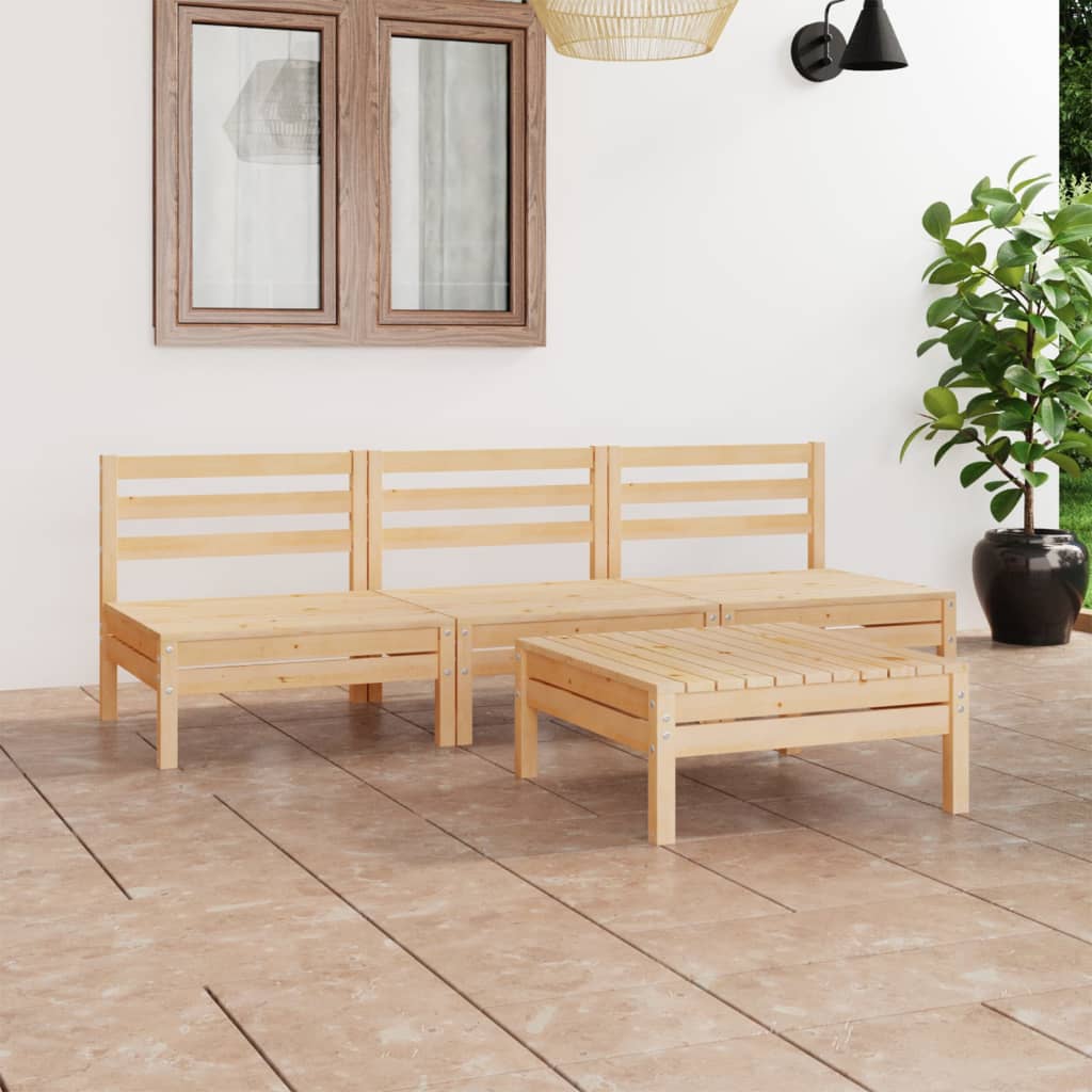 Berkfield 4 Piece Garden Lounge Set Solid Pinewood