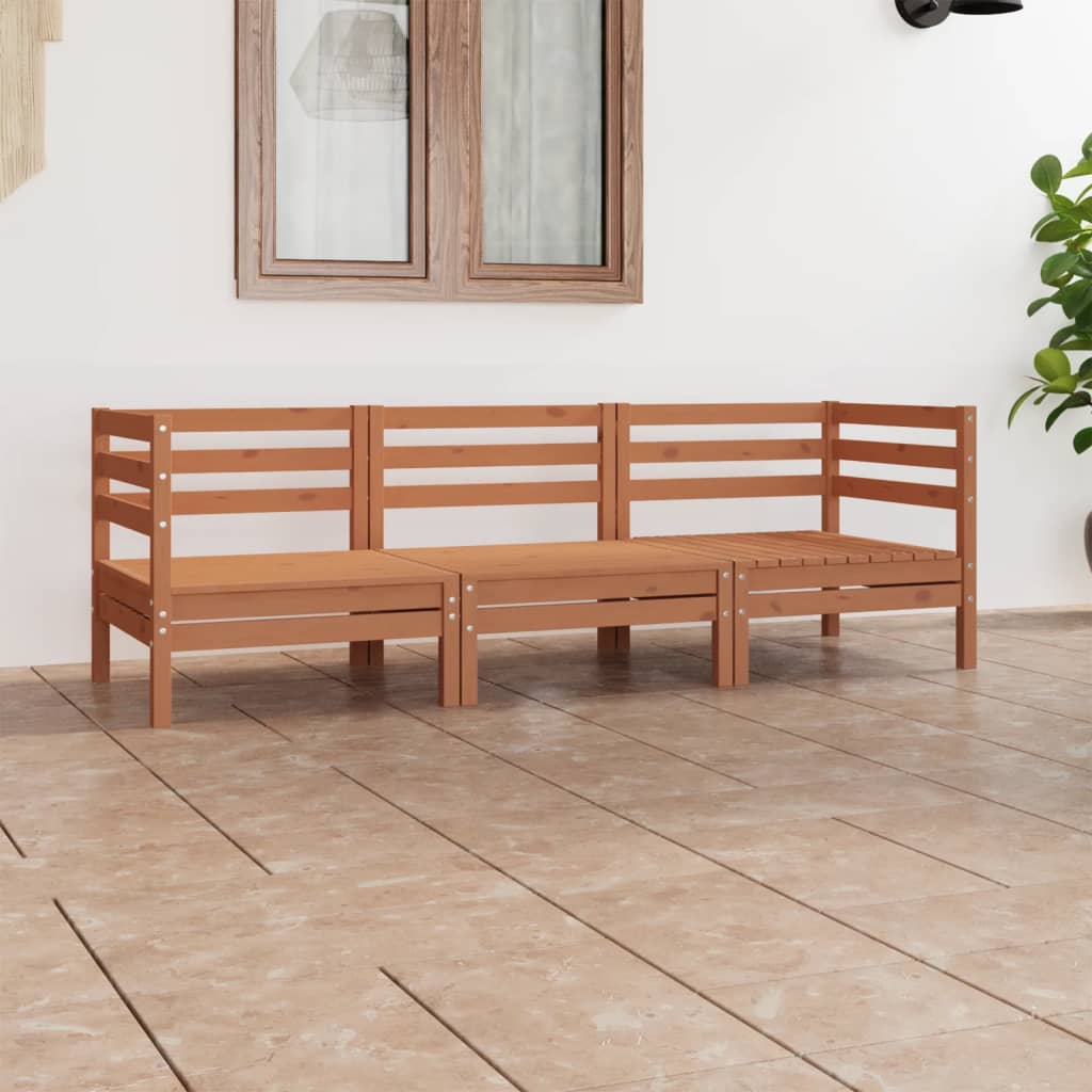 Berkfield 3 Piece Garden Lounge Set Honey Brown Solid Pinewood