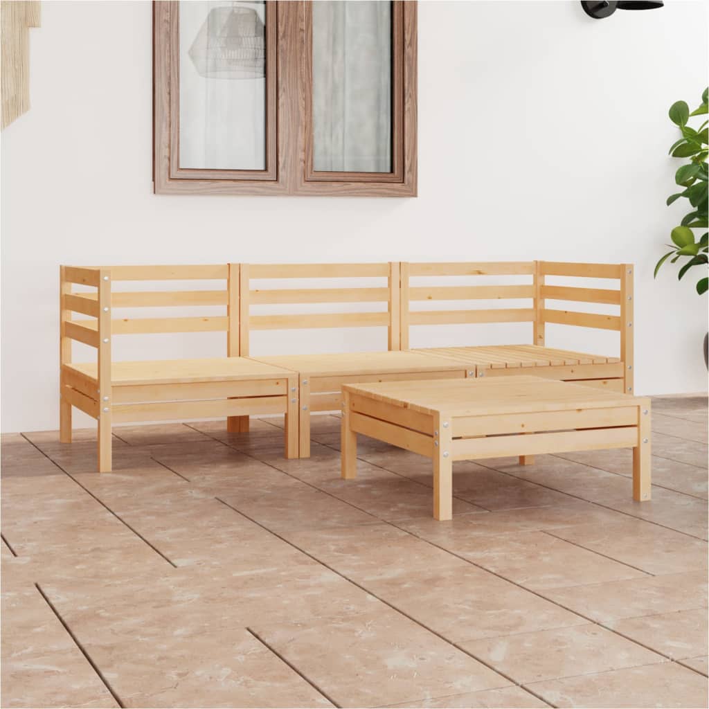 Berkfield 4 Piece Garden Lounge Set Solid Pinewood