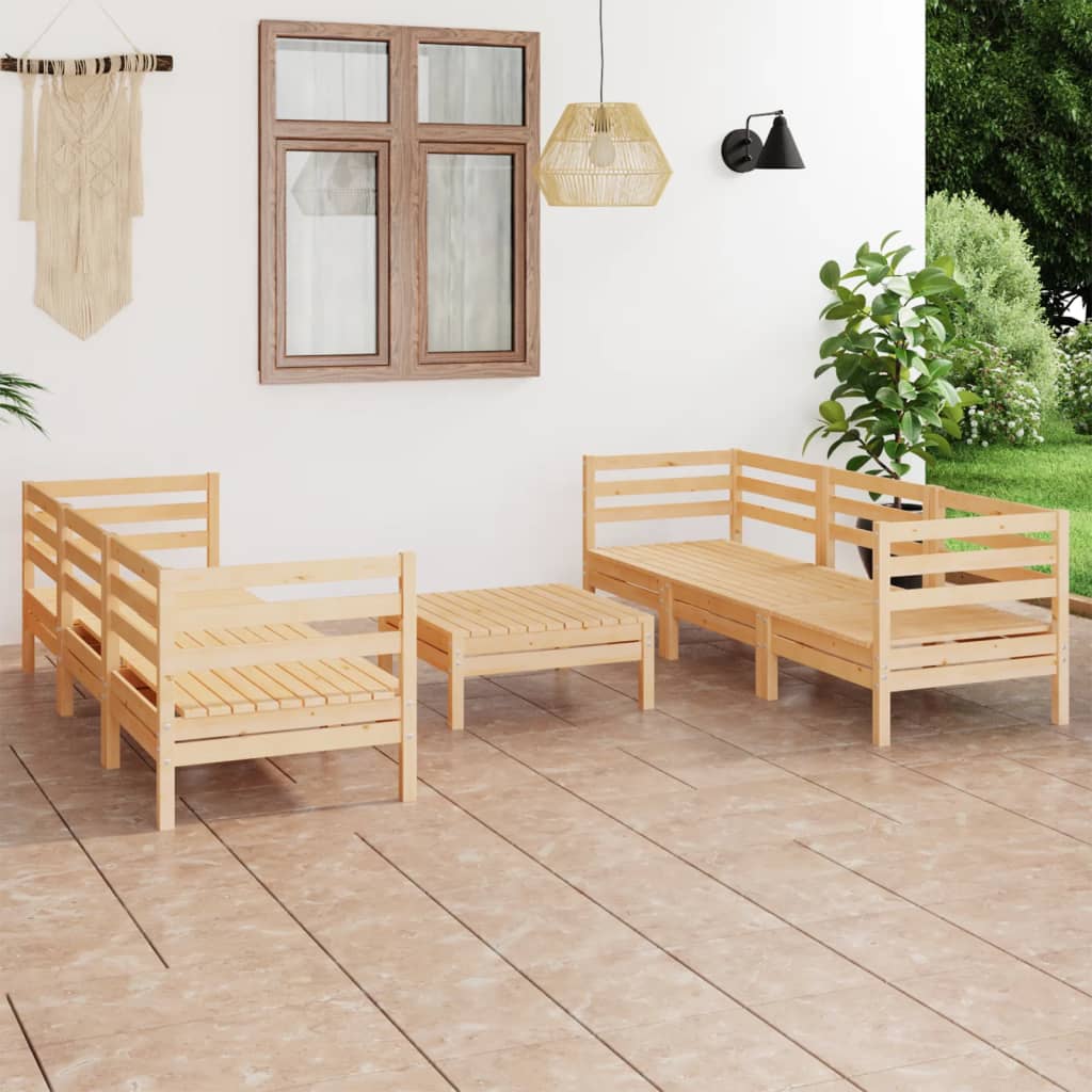 Berkfield 7 Piece Garden Lounge Set Solid Pinewood