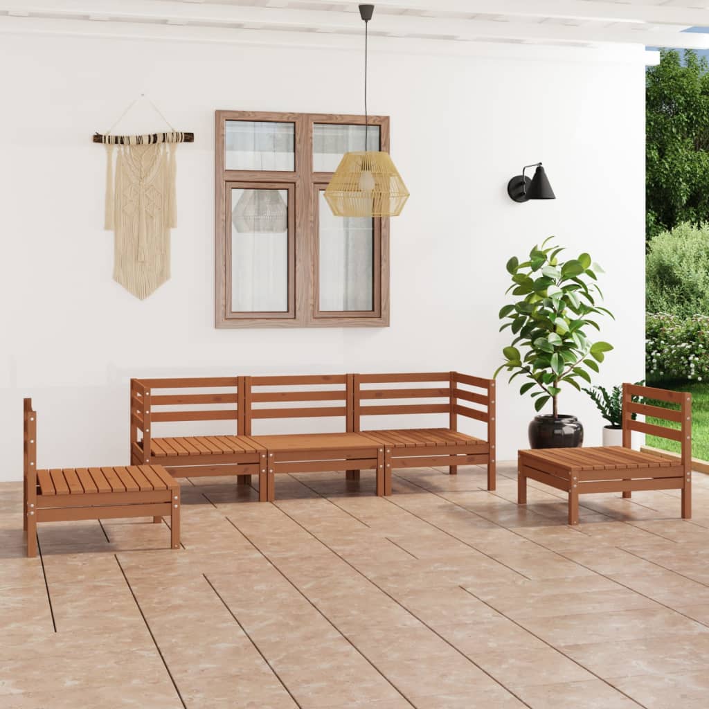 Berkfield 5 Piece Garden Lounge Set Honey Brown Solid Pinewood