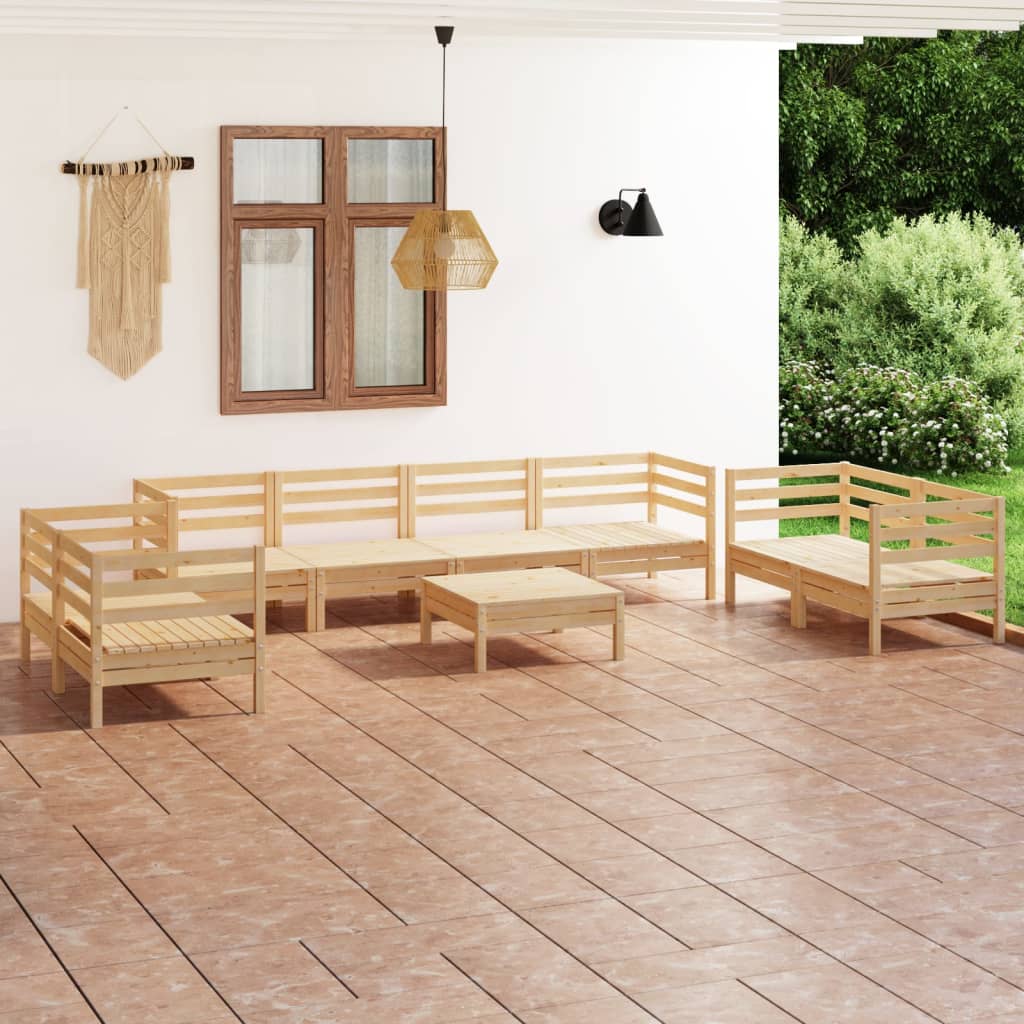 Berkfield 9 Piece Garden Lounge Set Solid Pinewood