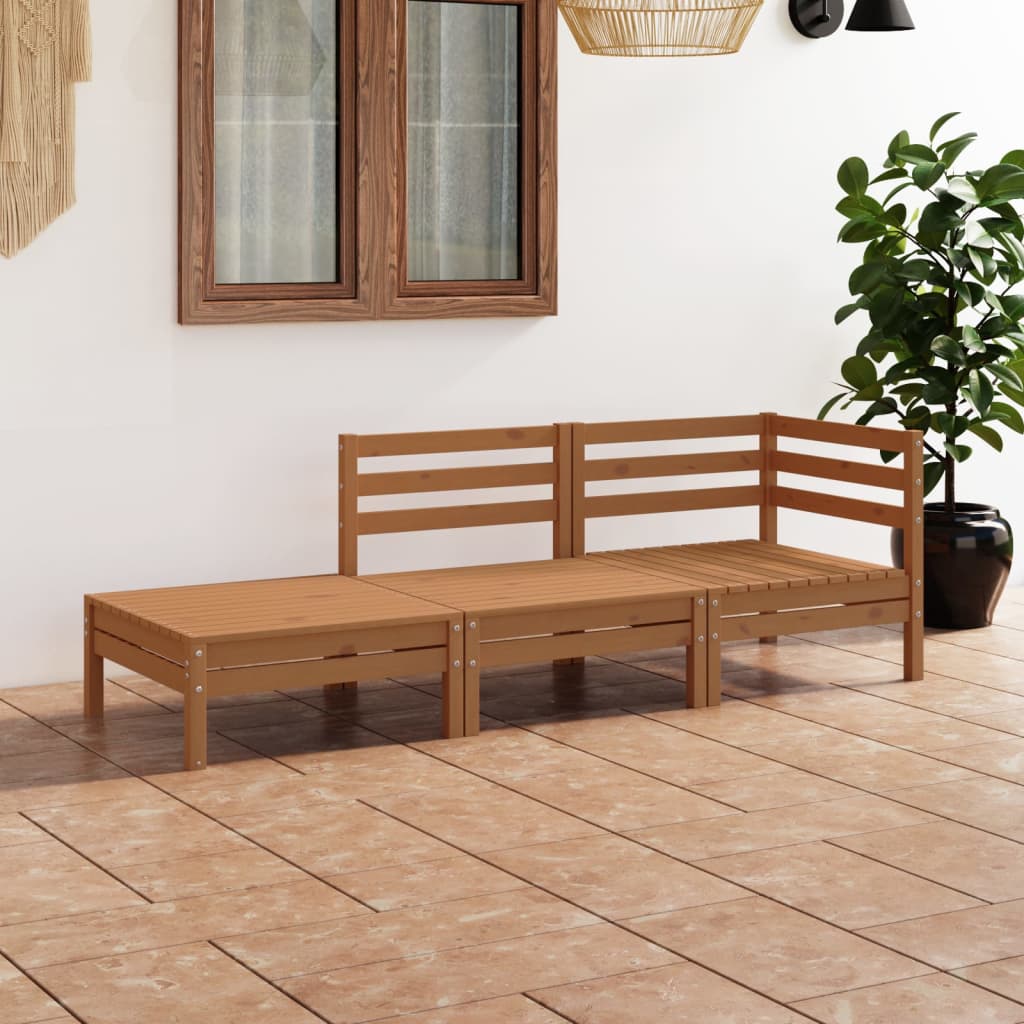 Berkfield 3 Piece Garden Lounge Set Honey Brown Solid Pinewood