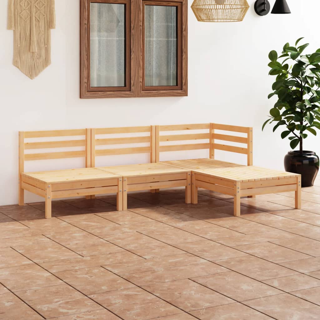 Berkfield 4 Piece Garden Lounge Set Solid Pinewood