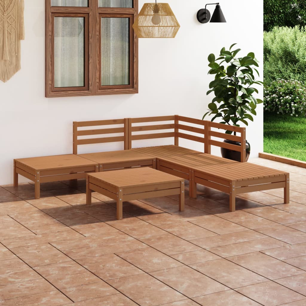 Berkfield 6 Piece Garden Lounge Set Solid Pinewood Honey Brown